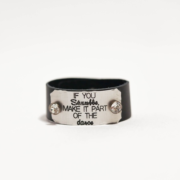 Dance Quote Leather Snap Bracelet - Picture 1 of 5